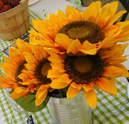 Sunflower buckets decoration for anniversary