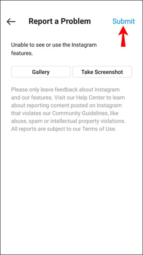 Report a bug in the Instagram app